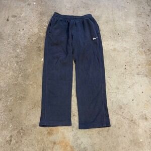 Nike Mens Fleece Sweatpants Navy Blue Embroidered Swoosh Joggers Size M